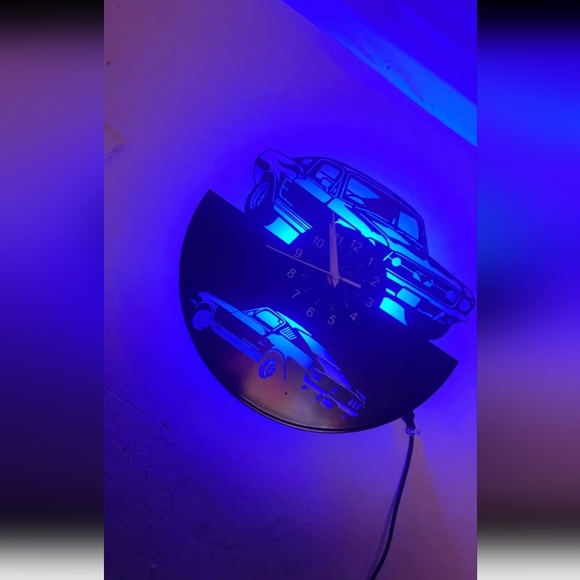 COPY - New Mustang Vinyl Record neon remote control 7 color 12" wall clock - Picture 13 of 14
